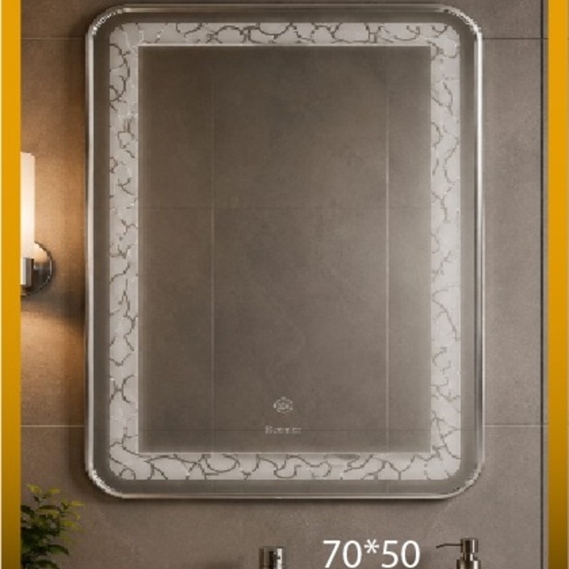 MIRROR LED 70*50 SILVER FRAME PORTRAIT (2632)